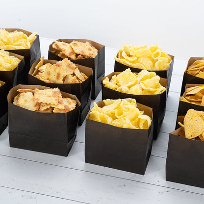 Bag Tek Black Paper Large Snack Bag - 4 1/4" x 2 1/2" x 3 3/4" - 100 count box