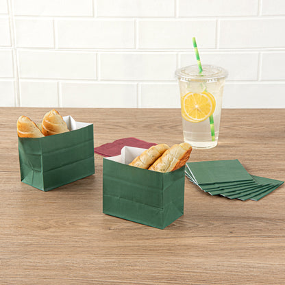 Bag Tek Forest Green Paper Large Snack Bag - 4 1/4" x 2 1/2" x 3 3/4" - 100 count box