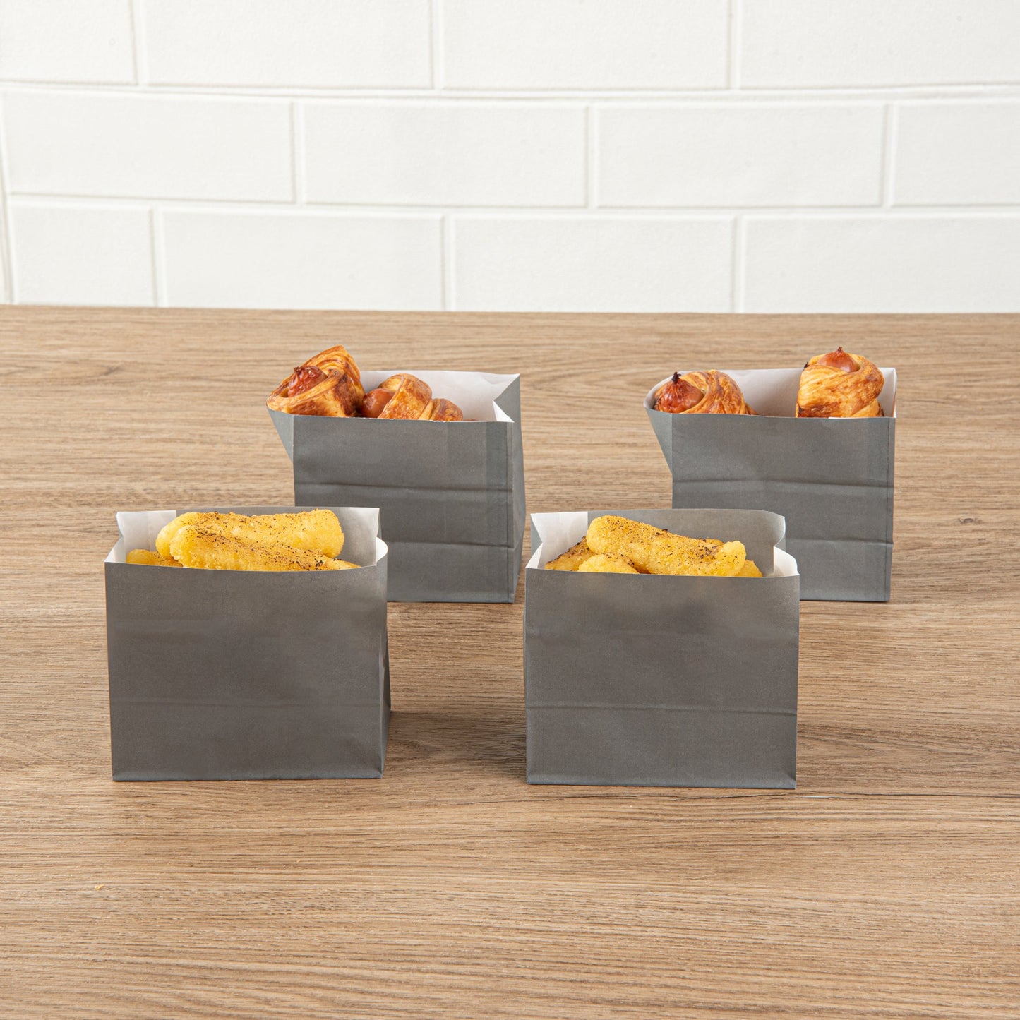 Bag Tek Gray Paper Large Snack Bag - 4 1/4" x 2 1/2" x 3 3/4" - 100 count box