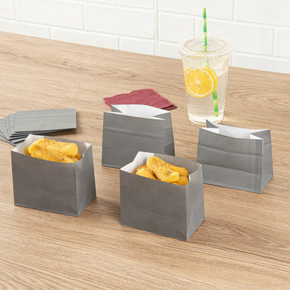 Bag Tek Gray Paper Large Snack Bag - 4 1/4" x 2 1/2" x 3 3/4" - 100 count box