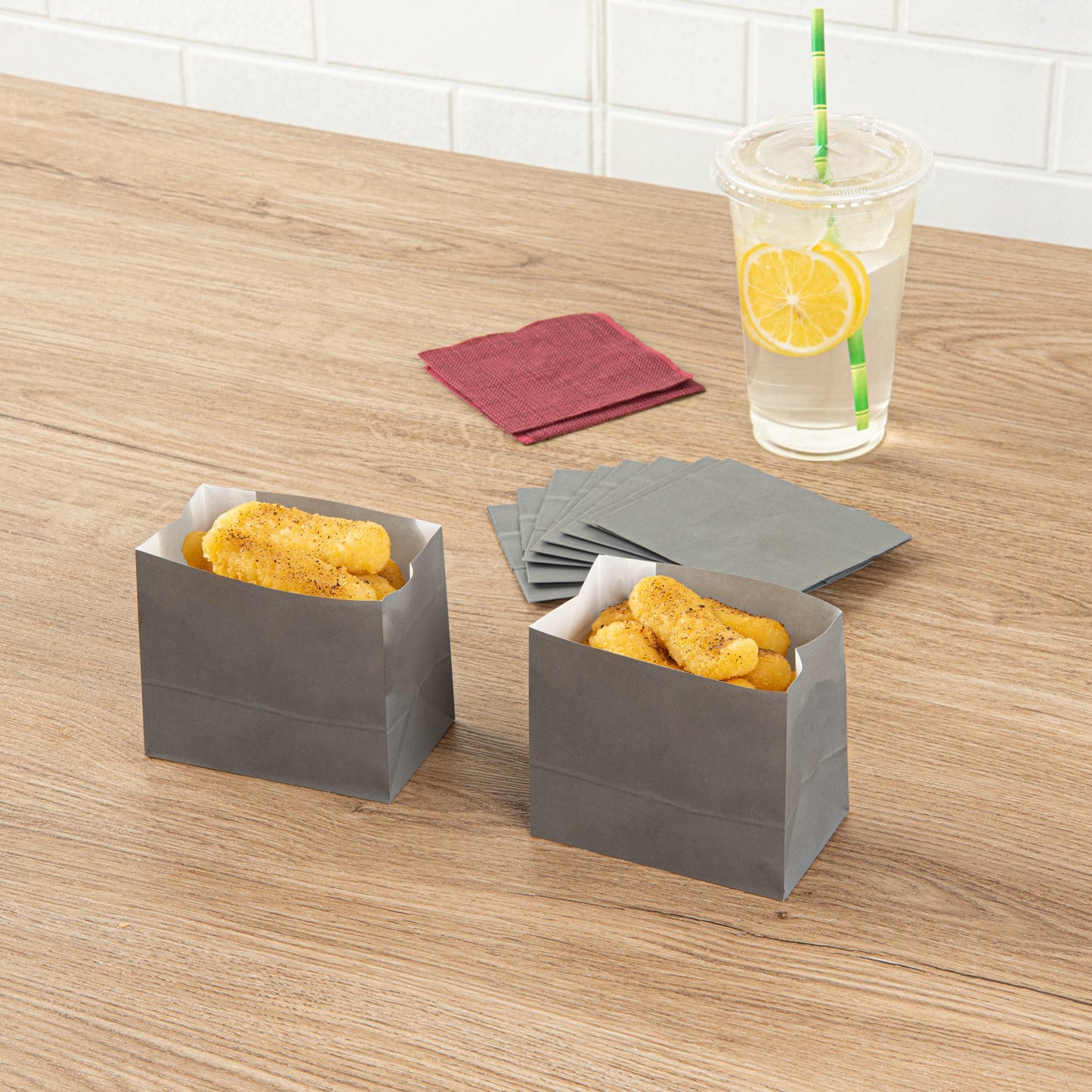 Bag Tek Gray Paper Large Snack Bag - 4 1/4" x 2 1/2" x 3 3/4" - 100 count box