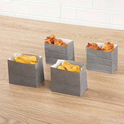Bag Tek Gray Paper Large Snack Bag - 4 1/4" x 2 1/2" x 3 3/4" - 100 count box