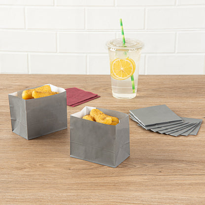 Bag Tek Gray Paper Large Snack Bag - 4 1/4" x 2 1/2" x 3 3/4" - 100 count box