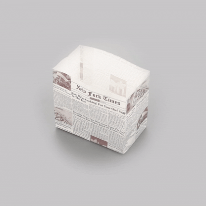 Bag Tek Sepia Newsprint Paper Large Snack Bag - 4 1/4" x 2 1/2" x 3 3/4" - 100 count box