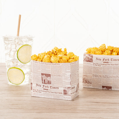 Bag Tek Sepia Newsprint Paper Large Snack Bag - 4 1/4" x 2 1/2" x 3 3/4" - 100 count box
