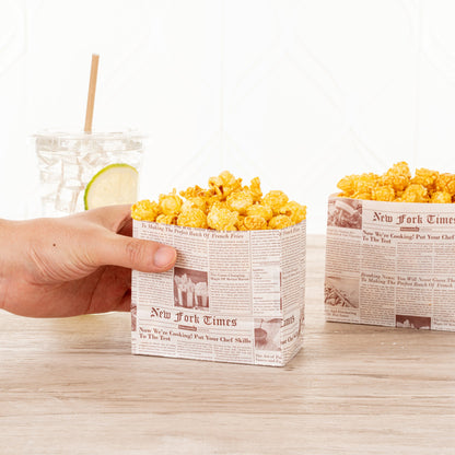 Bag Tek Sepia Newsprint Paper Large Snack Bag - 4 1/4" x 2 1/2" x 3 3/4" - 100 count box
