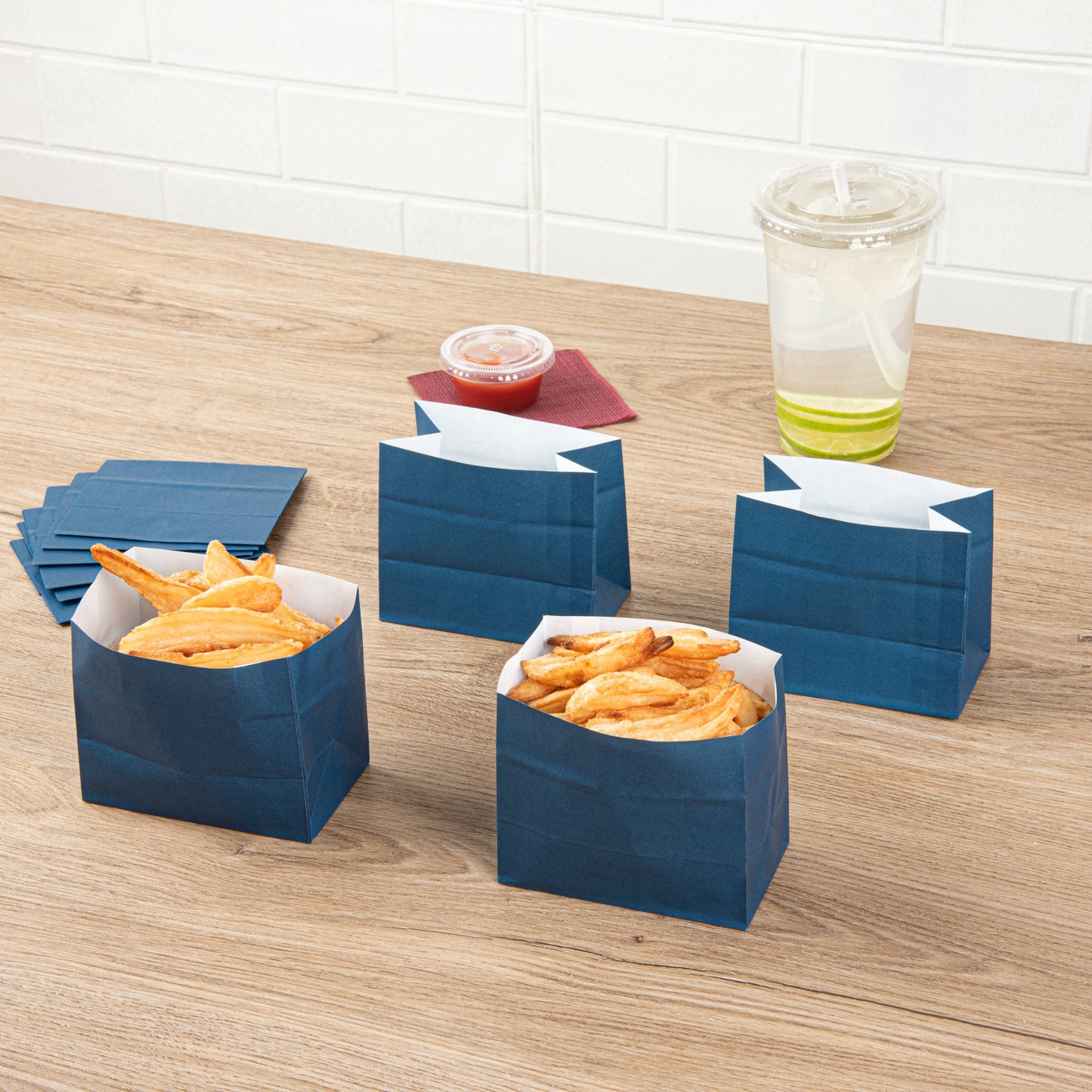 Bag Tek Midnight Blue Paper Large Snack Bag - 4 1/4" x 2 1/2" x 3 3/4" - 100 count box