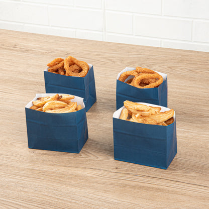 Bag Tek Midnight Blue Paper Large Snack Bag - 4 1/4" x 2 1/2" x 3 3/4" - 100 count box
