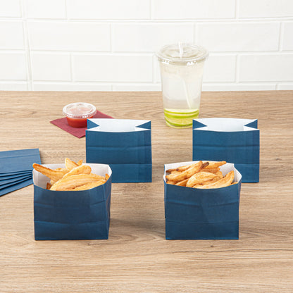 Bag Tek Midnight Blue Paper Large Snack Bag - 4 1/4" x 2 1/2" x 3 3/4" - 100 count box