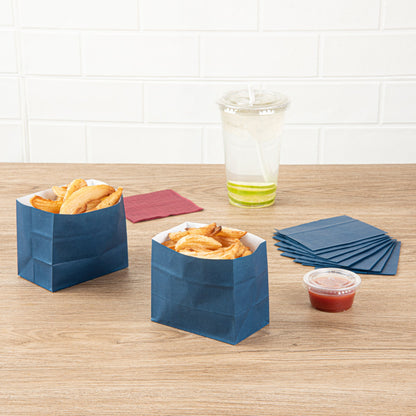 Bag Tek Midnight Blue Paper Large Snack Bag - 4 1/4" x 2 1/2" x 3 3/4" - 100 count box