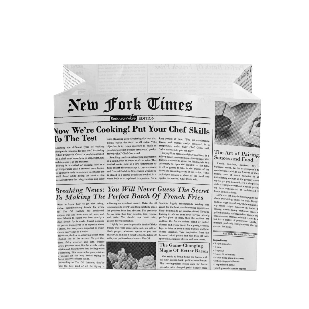 Bag Tek Newsprint Paper Large Snack Bag - 4 1/4" x 2 1/2" x 3 3/4" - 100 count box
