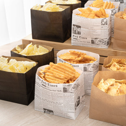 Bag Tek Newsprint Paper Large Snack Bag - 4 1/4" x 2 1/2" x 3 3/4" - 100 count box