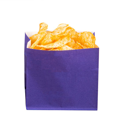 Bag Tek Purple Paper Large Snack Bag - 4 1/4" x 2 1/2" x 3 3/4" - 100 count box