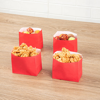 Bag Tek Red Paper Large Snack Bag - 4 1/4" x 2 1/2" x 3 3/4" - 100 count box