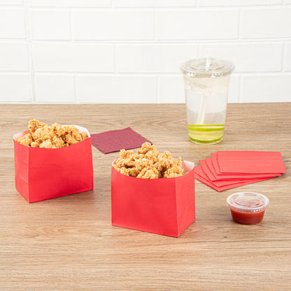 Bag Tek Red Paper Large Snack Bag - 4 1/4" x 2 1/2" x 3 3/4" - 100 count box