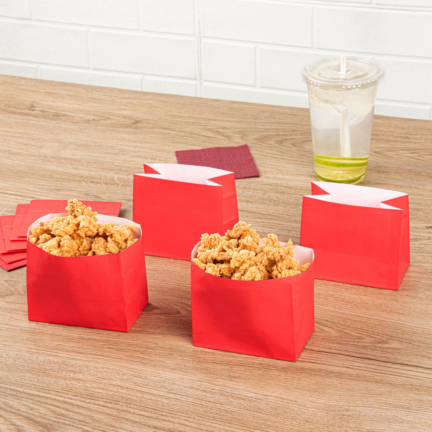 Bag Tek Red Paper Large Snack Bag - 4 1/4" x 2 1/2" x 3 3/4" - 100 count box