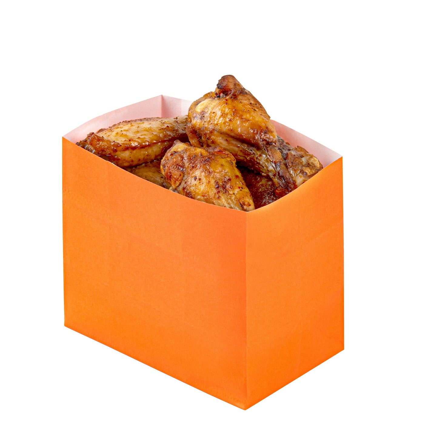 Bag Tek Tangerine Orange Paper Large Snack Bag - 4 1/4" x 2 1/2" x 3 3/4" - 100 count box