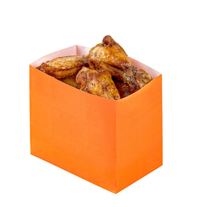 Bag Tek Tangerine Orange Paper Large Snack Bag - 4 1/4" x 2 1/2" x 3 3/4" - 100 count box