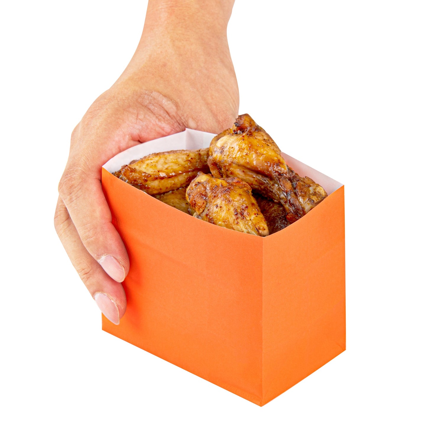 Bag Tek Tangerine Orange Paper Large Snack Bag - 4 1/4" x 2 1/2" x 3 3/4" - 100 count box