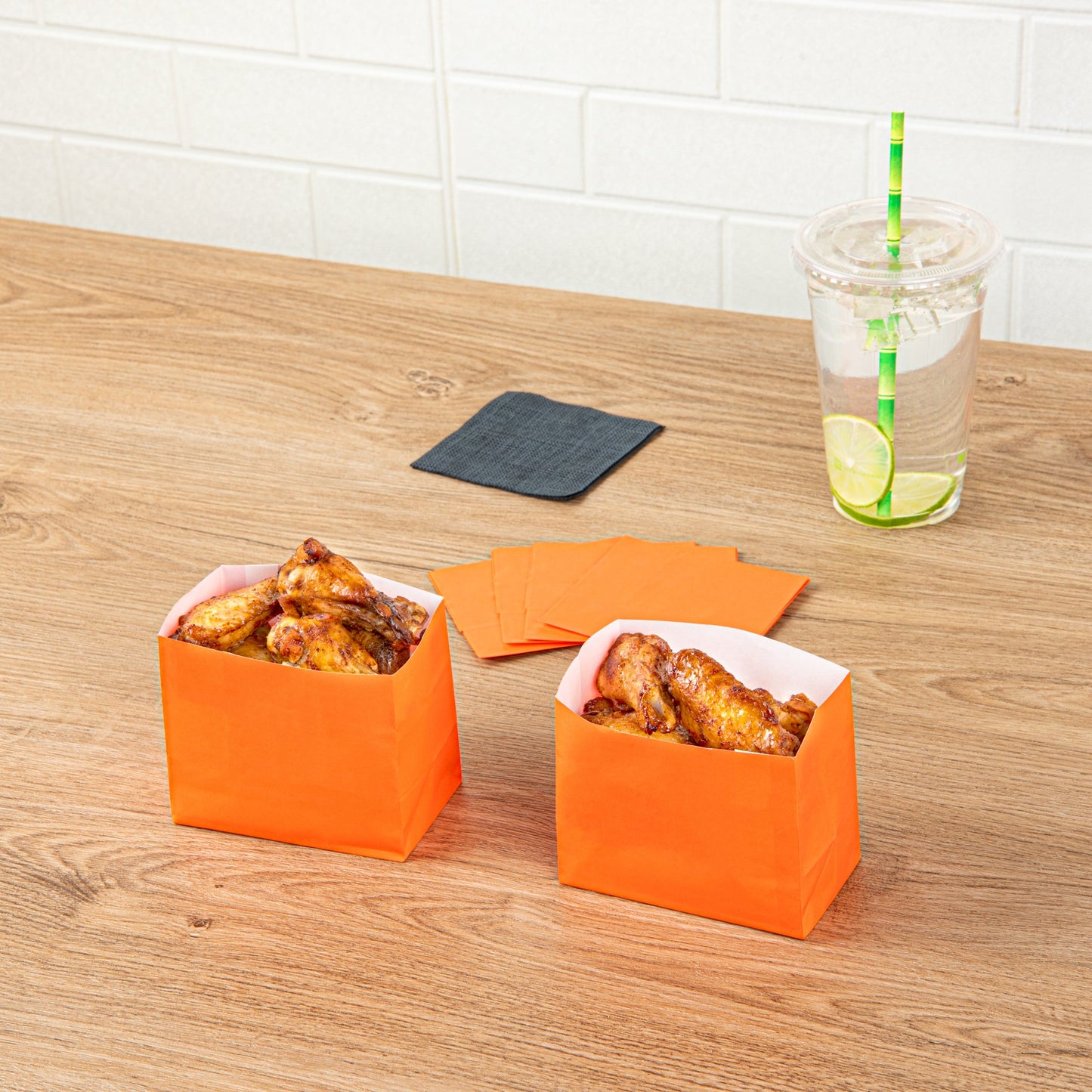 Bag Tek Tangerine Orange Paper Large Snack Bag - 4 1/4" x 2 1/2" x 3 3/4" - 100 count box