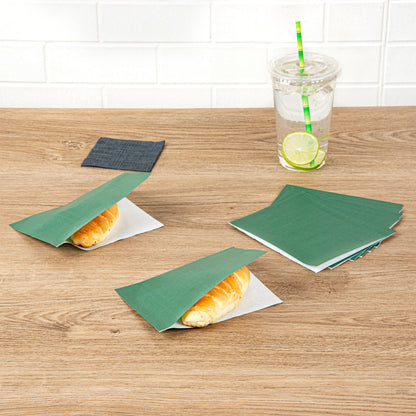 Bag Tek Forest Green Paper Small Double Open Bag - Greaseproof - 6 1/4" x 4 3/4" - 100 count box