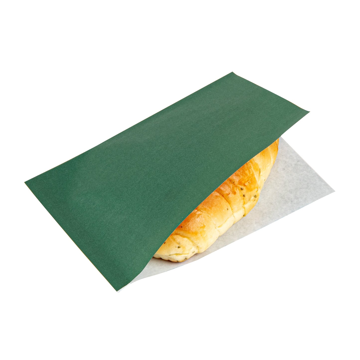 Bag Tek Forest Green Paper Small Double Open Bag - Greaseproof - 6 1/4" x 4 3/4" - 100 count box