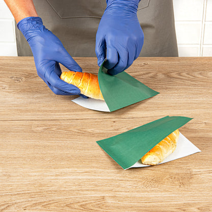 Bag Tek Forest Green Paper Small Double Open Bag - Greaseproof - 6 1/4" x 4 3/4" - 100 count box