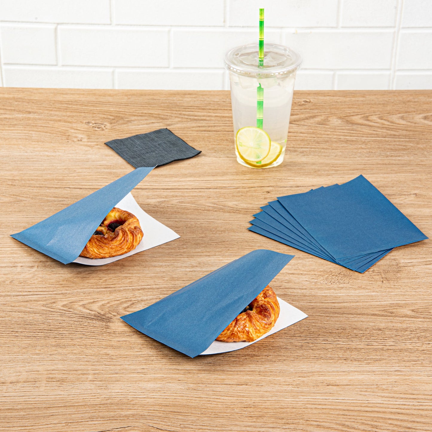 Bag Tek Midnight Blue Paper Small Double Open Bag - Greaseproof - 6 1/4" x 4 3/4" - 100 count box