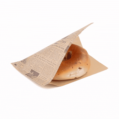 Bag Tek Newsprint Paper Small Double Open Bag - Greaseproof - 6 1/4" x 4 3/4" - 100 count box