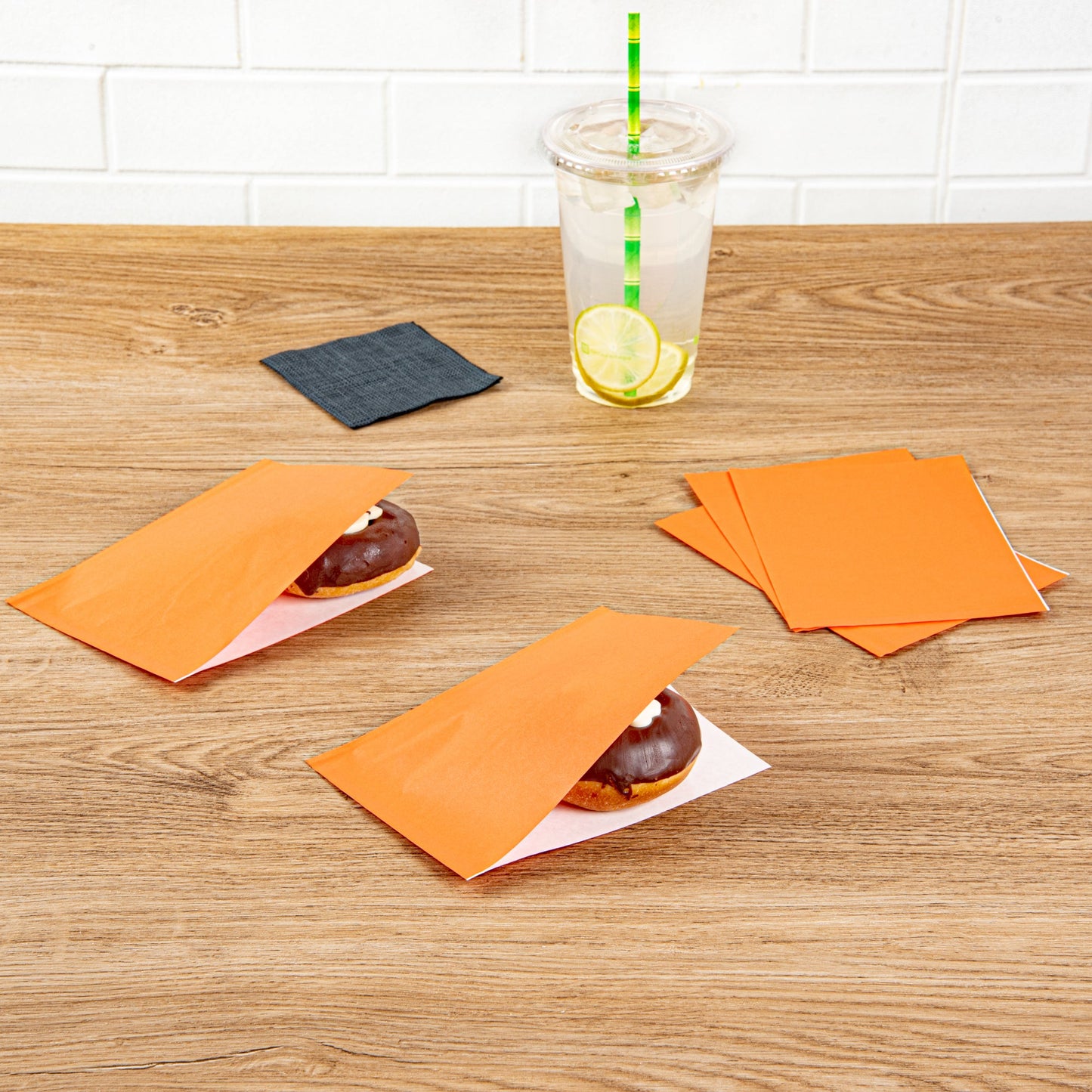 Bag Tek Tangerine Orange Paper Small Double Open Bag - Greaseproof - 6 1/4" x 4 3/4" - 100 count box