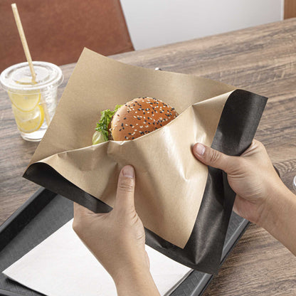 Bag Tek Black Paper Large Double Open Bag - Greaseproof - 10" x 9" - 100 count box