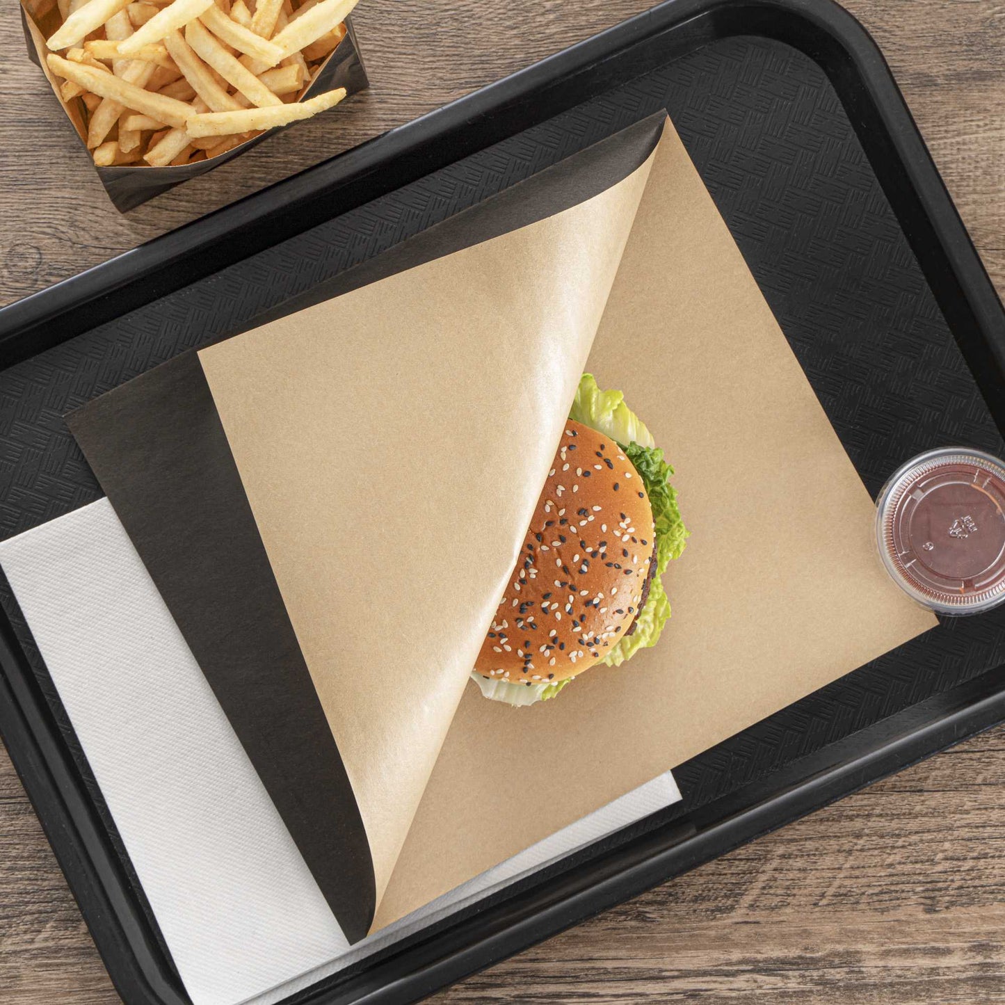 Bag Tek Black Paper Large Double Open Bag - Greaseproof - 10" x 9" - 100 count box
