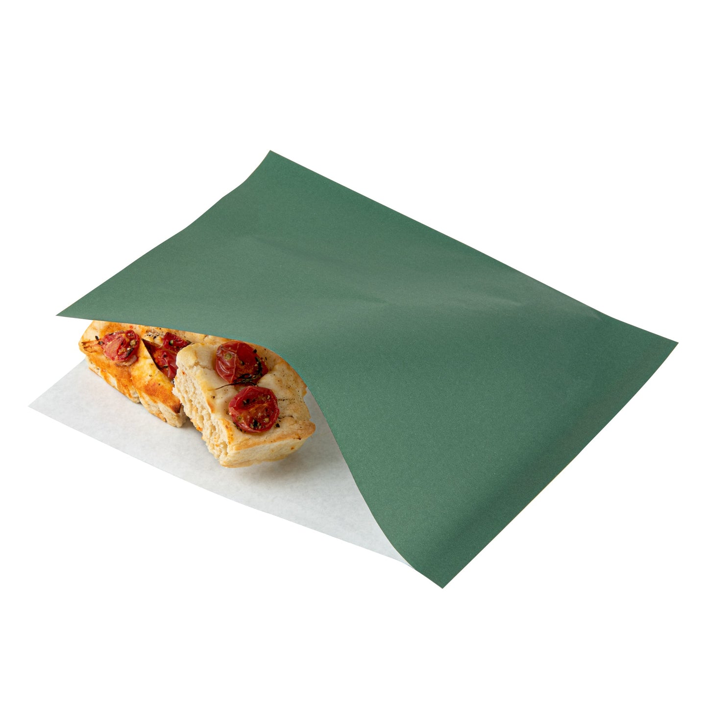 Bag Tek Forest Green Paper Large Double Open Bag - Greaseproof - 10" x 9" - 100 count box