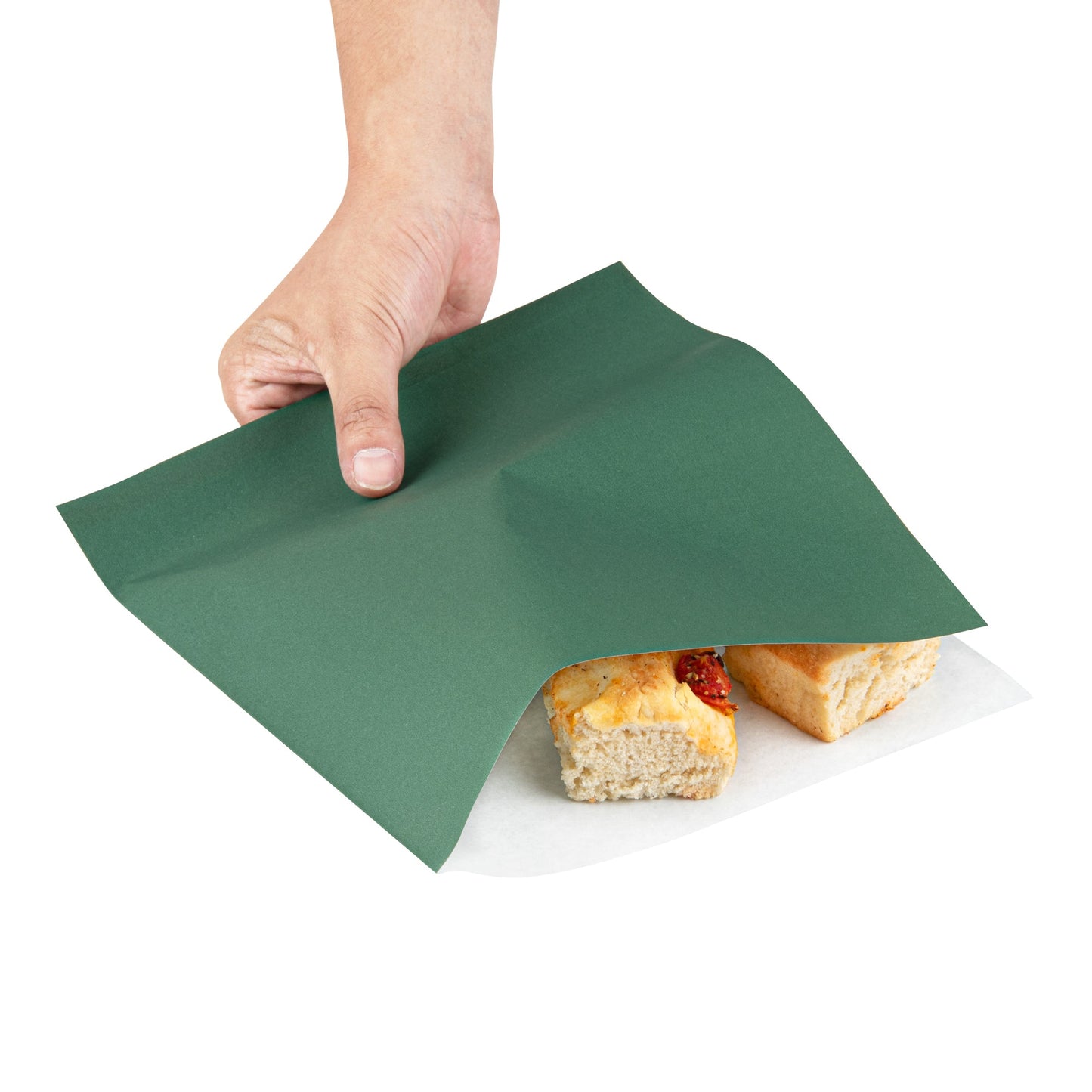 Bag Tek Forest Green Paper Large Double Open Bag - Greaseproof - 10" x 9" - 100 count box