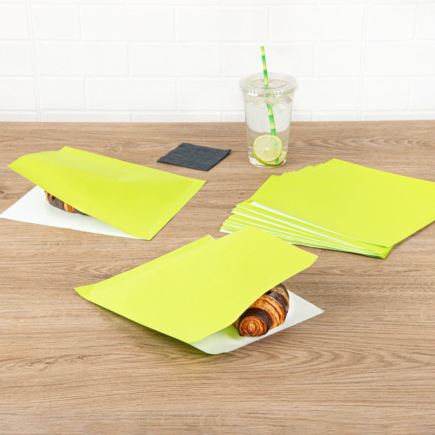 Bag Tek Eco Green Paper Large Double Open Bag - Greaseproof - 10" x 9" - 100 count box