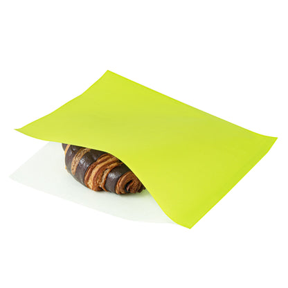 Bag Tek Eco Green Paper Large Double Open Bag - Greaseproof - 10" x 9" - 100 count box