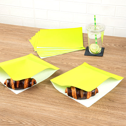 Bag Tek Eco Green Paper Large Double Open Bag - Greaseproof - 10" x 9" - 100 count box