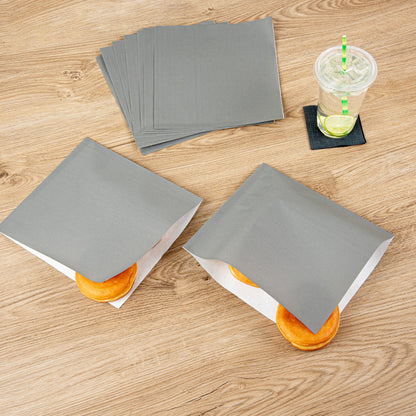 Bag Tek Gray Paper Large Double Open Bag - Greaseproof - 10" x 9" - 100 count box