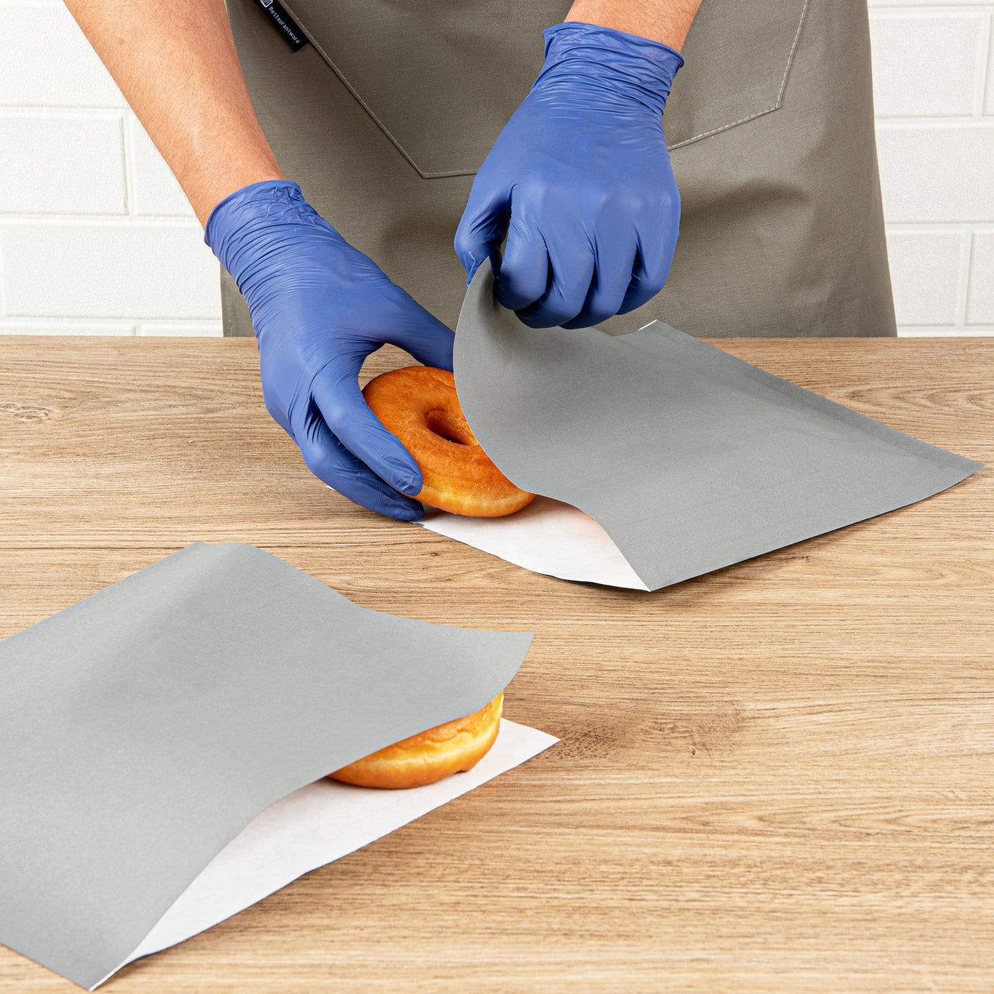 Bag Tek Gray Paper Large Double Open Bag - Greaseproof - 10" x 9" - 100 count box