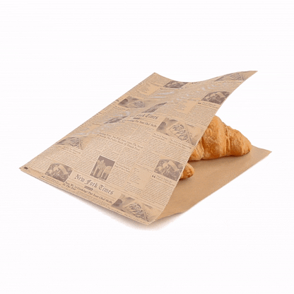 Bag Tek Newsprint Paper Large Double Open Bag - Greaseproof - 10" x 9" - 100 count box