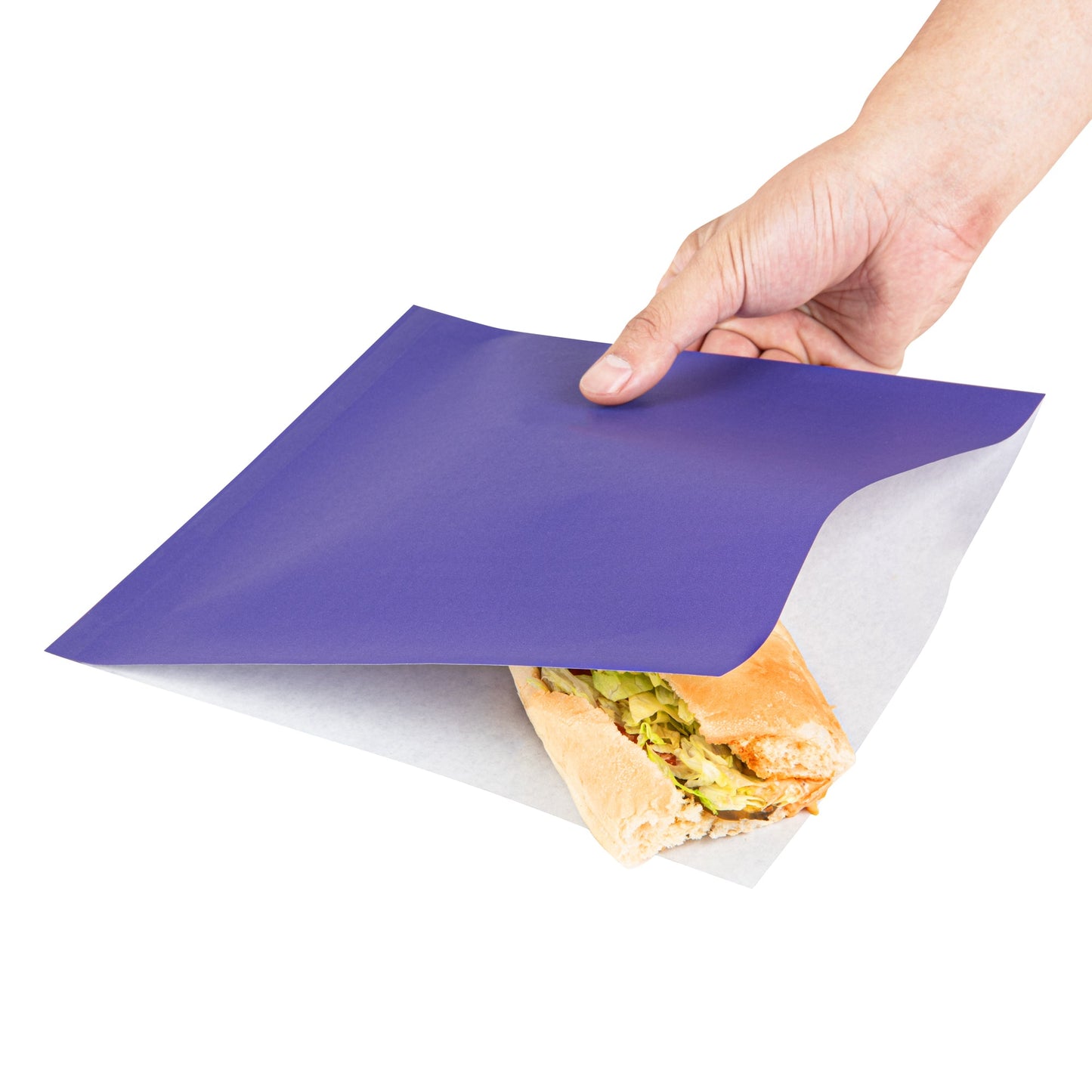 Bag Tek Purple Paper Large Double Open Bag - Greaseproof - 10" x 9" - 100 count box