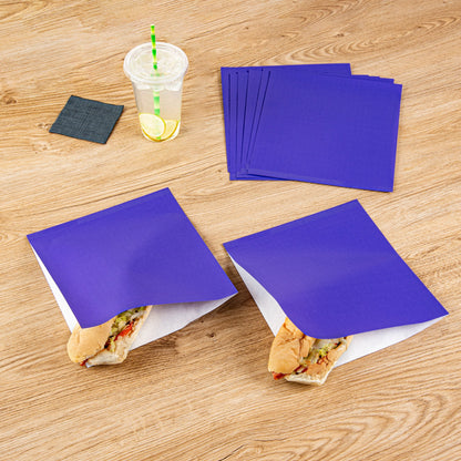 Bag Tek Purple Paper Large Double Open Bag - Greaseproof - 10" x 9" - 100 count box