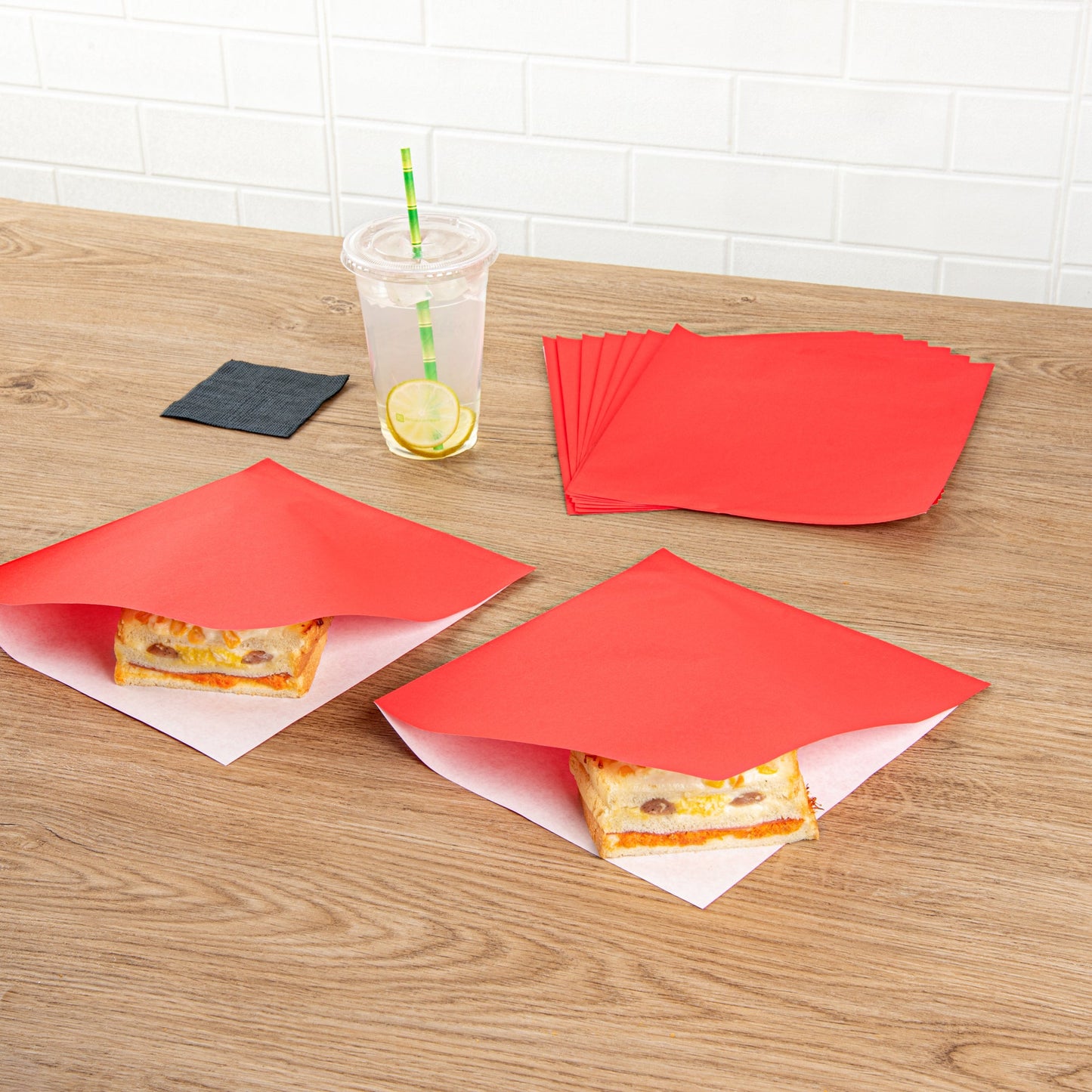 Bag Tek Red Paper Large Double Open Bag - Greaseproof - 10" x 9" - 100 count