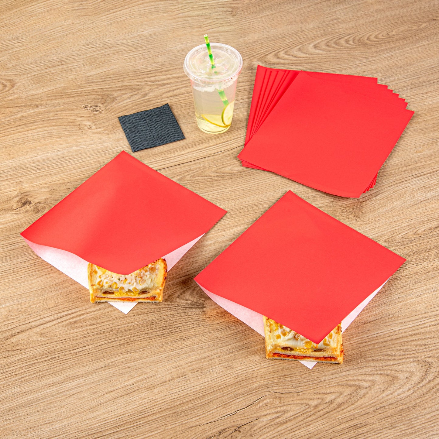 Bag Tek Red Paper Large Double Open Bag - Greaseproof - 10" x 9" - 100 count