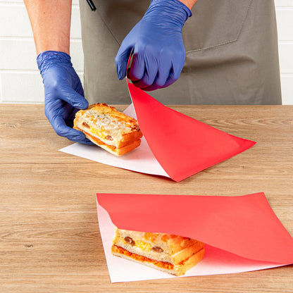 Bag Tek Red Paper Large Double Open Bag - Greaseproof - 10" x 9" - 100 count