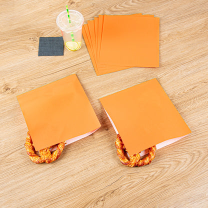 Bag Tek Tangerine Orange Paper Large Double Open Bag - Greaseproof - 10" x 9" - 100 count box