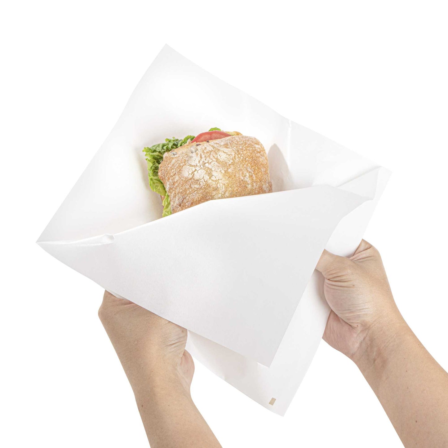 Bag Tek White Paper Large Double Open Bag - Greaseproof - 10" x 9" - 100 count box