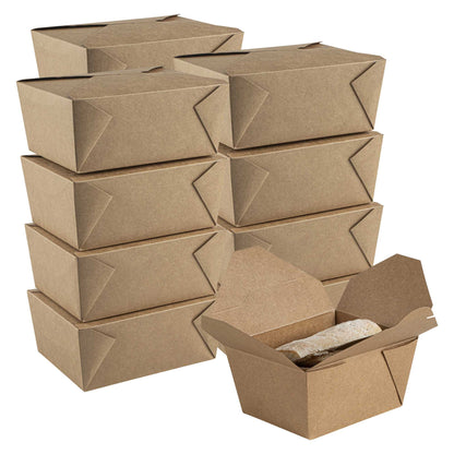 Bio Tek 30 oz Rectangle Kraft Paper Microwavable #1 Bio Box Take Out Container - 5" x 4" x 2 1/2" - 200 count box