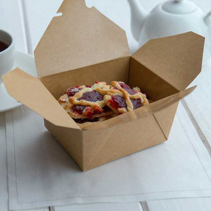 Bio Tek 30 oz Rectangle Kraft Paper Microwavable #1 Bio Box Take Out Container - 5" x 4" x 2 1/2" - 200 count box