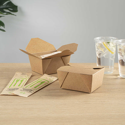 Bio Tek 30 oz Rectangle Kraft Paper Microwavable #1 Bio Box Take Out Container - 5" x 4" x 2 1/2" - 50 count box